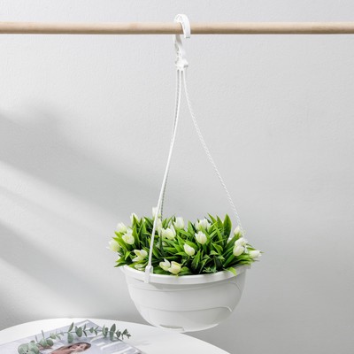 Кашпо для цветов подвесное с прикорневым поливом «Мальва», 4.7 л, белое