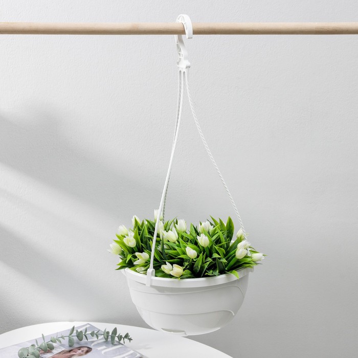 Кашпо для цветов подвесное с прикорневым поливом «Мальва», 4.7 л, белое - Фото 1