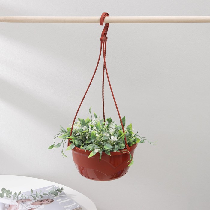 Кашпо для цветов подвесное с прикорневым поливом Plast-Avenue «Мальва», 4.7 л, пластик, терракотовый - Фото 1