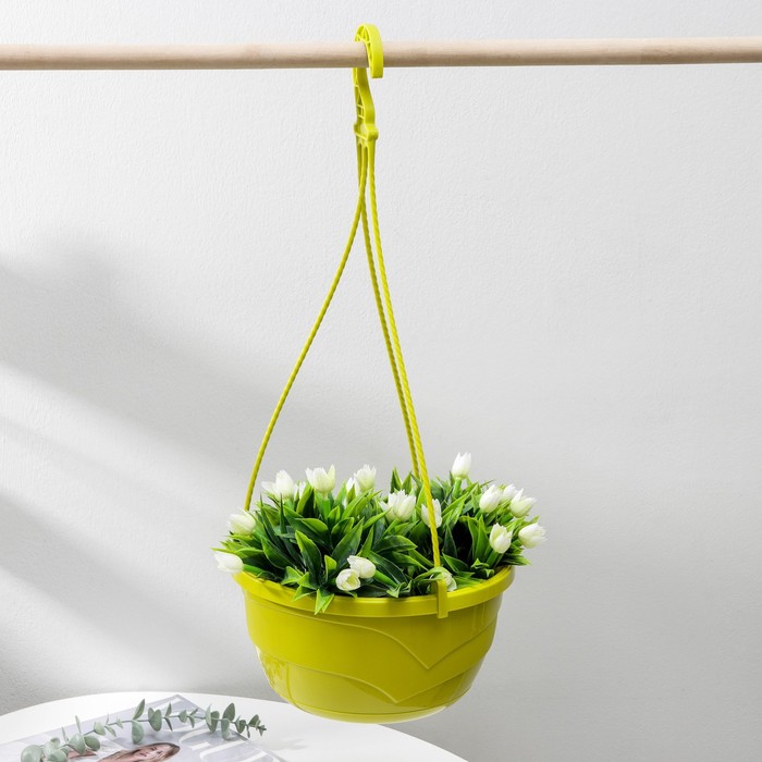 Кашпо для цветов подвесное с прикорневым поливом «Мальва», 4.7 л, цвет фисташковый - Фото 1