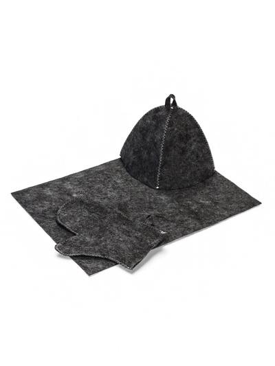 Набор для бани, 3 предмета: шапка, рукавица, коврик, серый, «Добропаровъ»