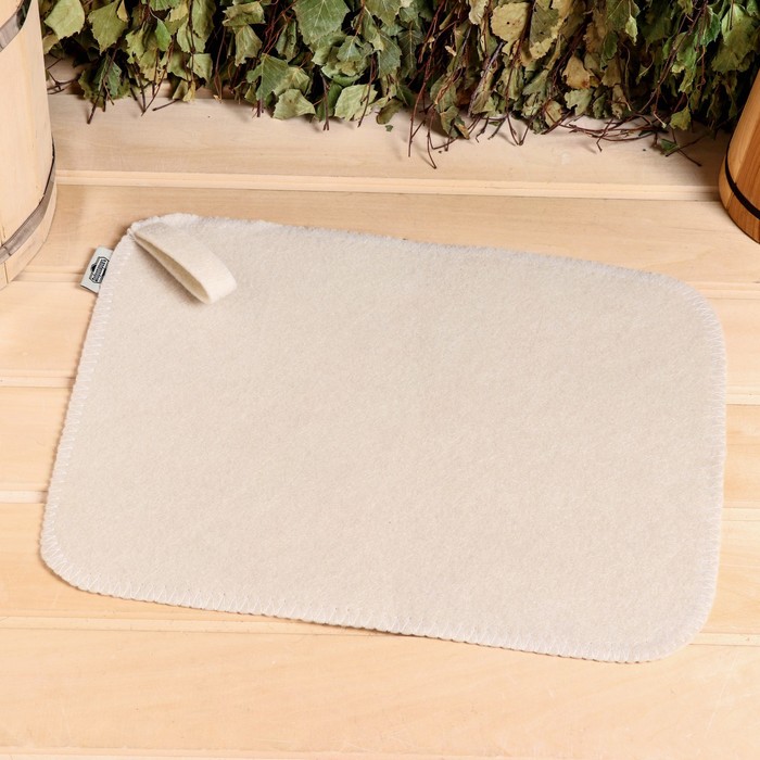 Коврик - сидушка для бани и сауны «Классический», 40×30 см, 70% полиэфир, 30% шерсть, белый, «Добропаровъ» - Фото 1