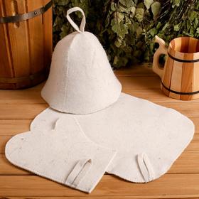 Набор для бани "3 в 1" шапка, коврик, рукавица