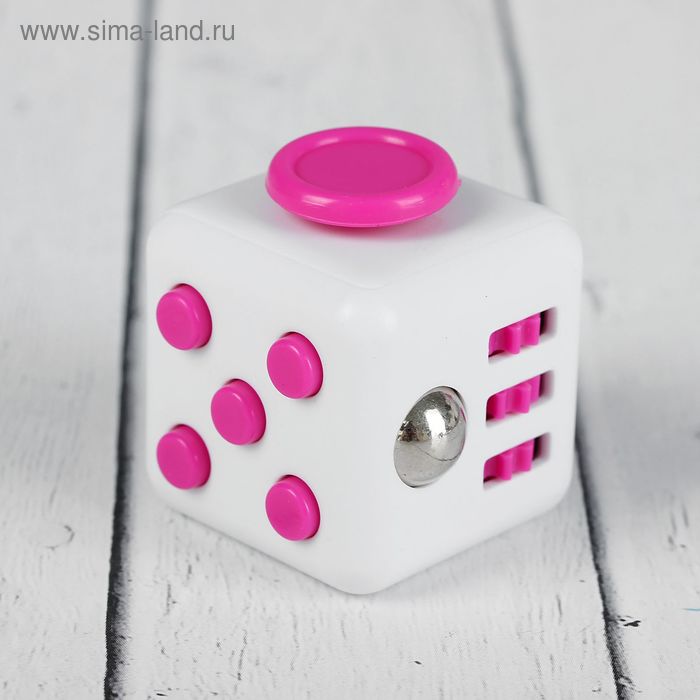 Кубик-антистресс, розовые кнопки, цвет белый - Фото 1