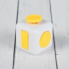 Кубик-антистресс, жёлтые кнопки, цвет белый - Фото 2