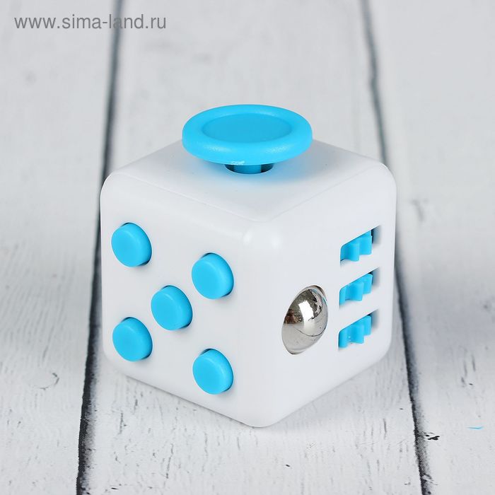 Кубик-антистресс, голубые кнопки, цвет белый - Фото 1