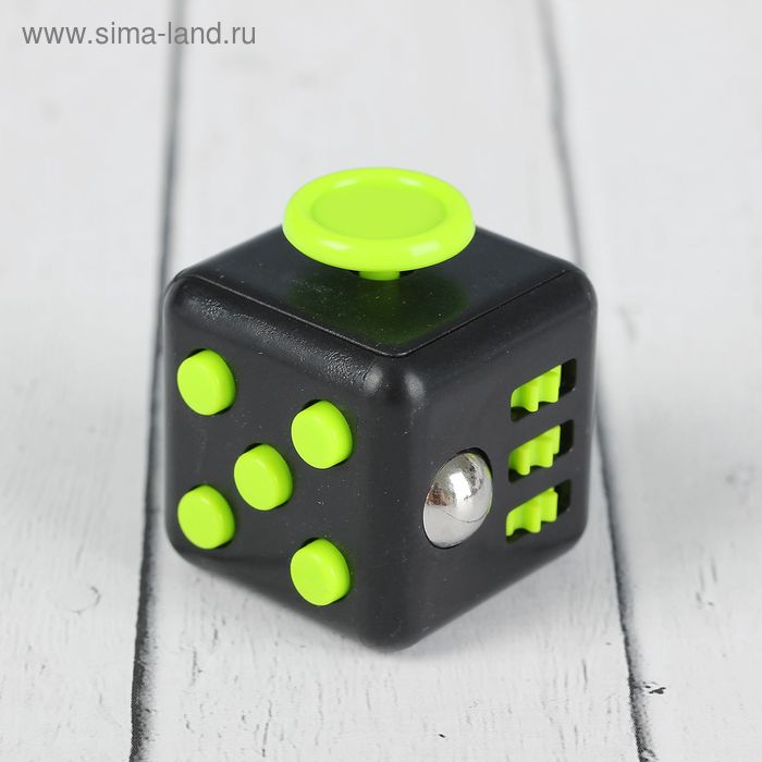 Кубик-антистресс, зелёные кнопки, цвет чёрный - Фото 1