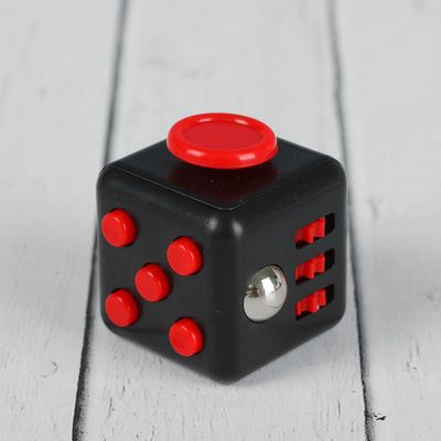 Кубик-антистресс, красные кнопки, цвет чёрный