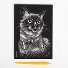 Гравюра «Сиамская кошка» с металлическим эффектом серебра А5 - Фото 2