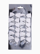 Ёлочные игрушки 12 шт. «Зимнее волшебство. Бант» пластик, 5.5×5 см, серебристо-белый - Фото 7