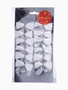 Ёлочные игрушки 12 шт. «Зимнее волшебство. Бант» пластик, 5.5×5 см, серебристо-белый - Фото 8