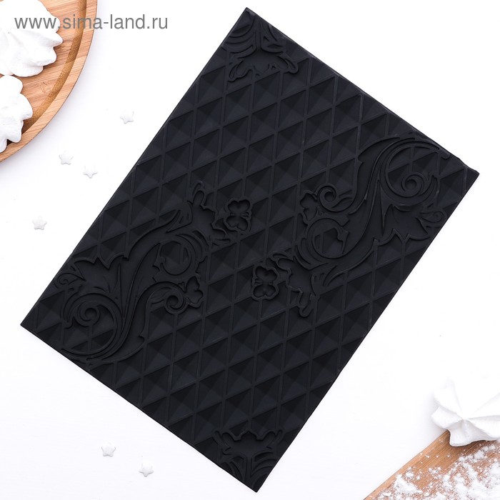 Силиконовый коврик текстурный Доляна «Перфекто», 25×18,5 см, цвет чёрный - Фото 1