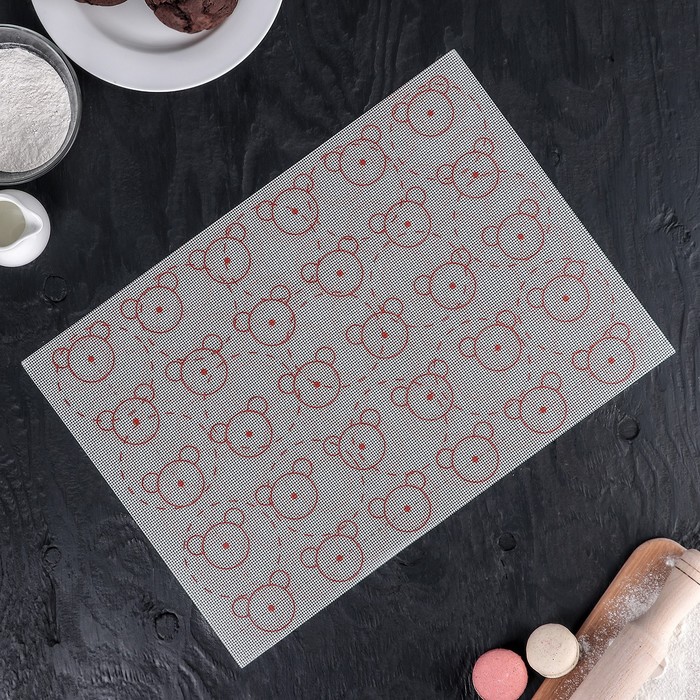 Силиконовый коврик для макаронс армированный «Макарон. Ушки», 42×29,5 см - фото 1889212432