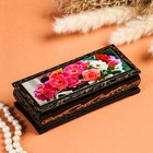 Шкатулка «Цветы в корзинке», 14×6 см, лаковая миниатюра - фото 317993729