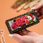Шкатулка «Цветы в корзинке», 14×6 см, лаковая миниатюра - фото 8332457