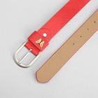 Ремень женский, пряжка матовый металл, ширина - 3,5 см, цвет красный - Фото 3