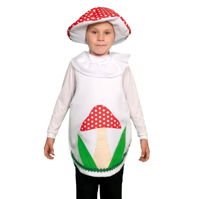 Карнавальный костюм «Гриб мухомор», текстиль, накидка, маска-шапочка, рост 98-122 см - Фото 1