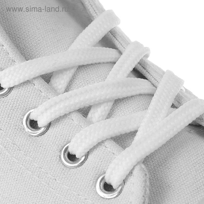 Шнурки для обуви плоские, 6мм, 50см, цвет белый - Фото 1
