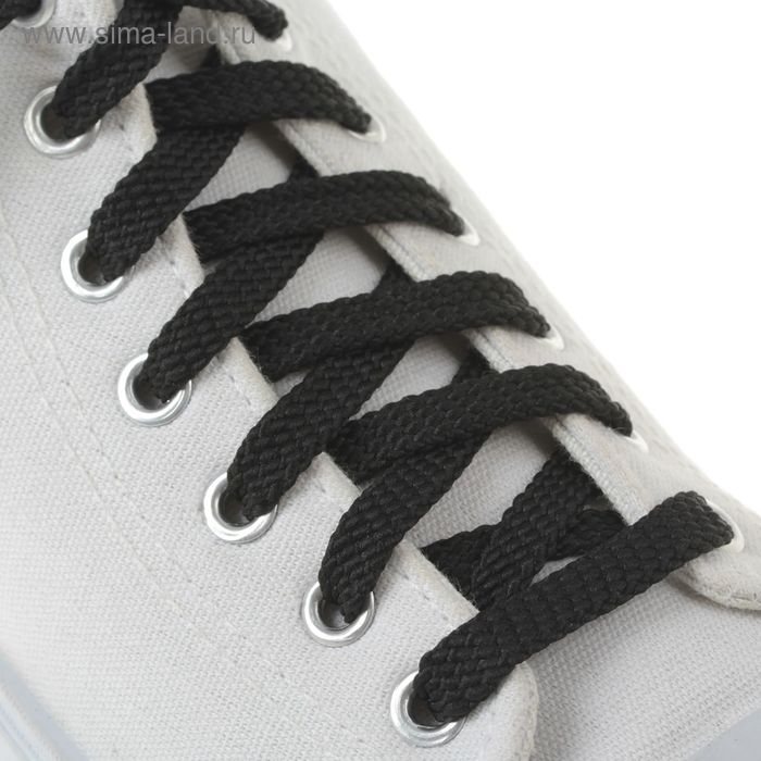 Шнурки для обуви плоские, 10мм, 70см, цвет чёрный - Фото 1