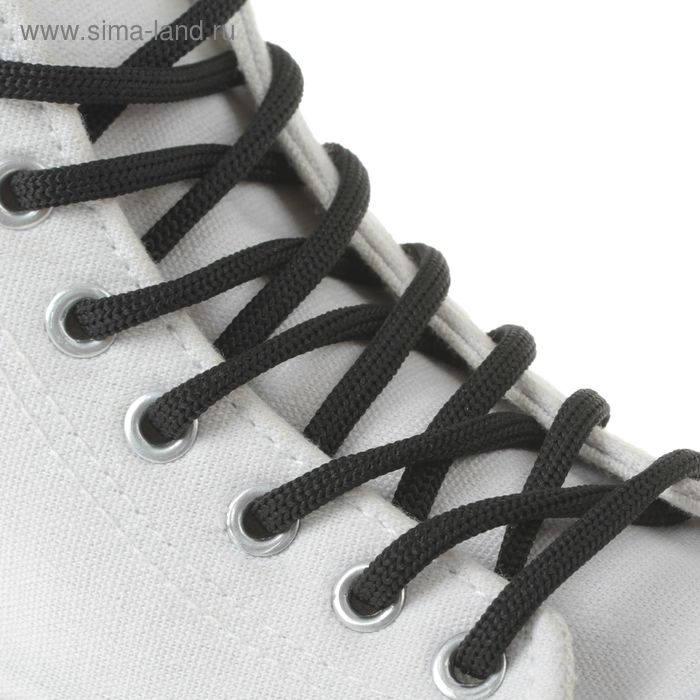 Шнурки для обуви круглые, без наполнителя, d=4мм, 110см, цвет чёрный - Фото 1