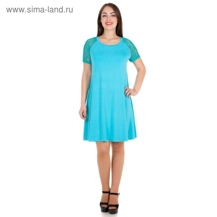 Платье женское DLs15-1, размер 50, рост 165-170 см, цвет бирюзовый - Фото 1