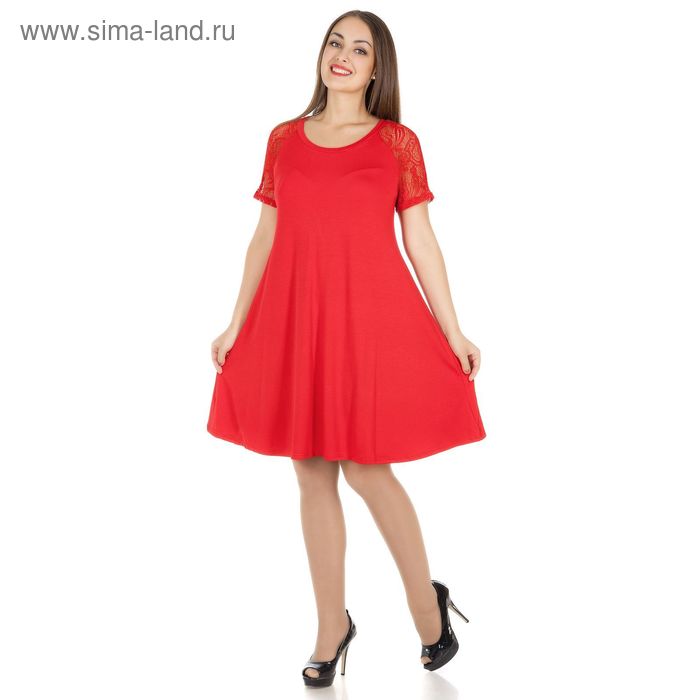 Платье женское DLs15-2, размер 52, рост 165-170 см, цвет красный - Фото 1