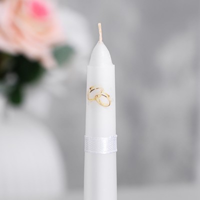 Набор свадебных свечей «Совет да любовь с розой», белый: родительские 1.8×15 см; очаг 5×9.5 см