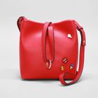 Сумка женская на магните, 1 отдел, с косметичкой на молнии, длинный ремень, цвет красный - Фото 1