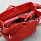Сумка женская на магните, 1 отдел, с косметичкой на молнии, длинный ремень, цвет красный - Фото 5