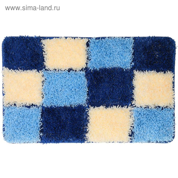 Коврик «Шахматная доска», 45×75 см, цвет синий - Фото 1