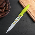 Нож кухонный с антиналипающим покрытием Доляна «Нарцисс», лезвие 20 см, цвет зелёный - Фото 1