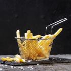 Корзинка для картофеля фри Доляна «Квадро», мелкая сетка, серебристая - Фото 1