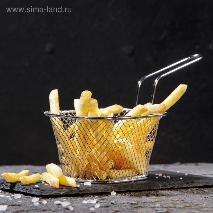 Корзинка для картофеля фри Доляна «Квадро», мелкая сетка, серебристая - Фото 1