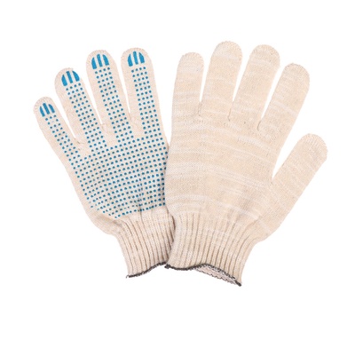 Перчатки рабочие, хб, вязка 10 класс, 6 нитей, размер 9, с ПВХ точками, белые, «ЛЕОН ГРУПП»