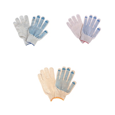 Перчатки рабочие, хб, вязка 10 класс, 6 нитей, размер 9, с ПВХ точками, белые, «ЛЕОН ГРУПП»