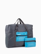 Сумка дорожная на молнии, складная в косметичку, наружный карман, держатель для чемодана, серая, голубая - Фото 7