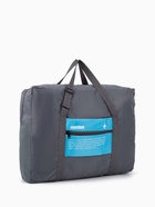 Сумка дорожная на молнии, складная в косметичку, наружный карман, держатель для чемодана, серая, голубая - Фото 8