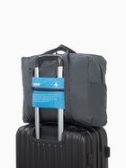 Сумка дорожная на молнии, складная в косметичку, наружный карман, держатель для чемодана, серая, голубая - Фото 3