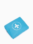 Сумка дорожная на молнии, складная в косметичку, наружный карман, держатель для чемодана, серая, голубая - Фото 4