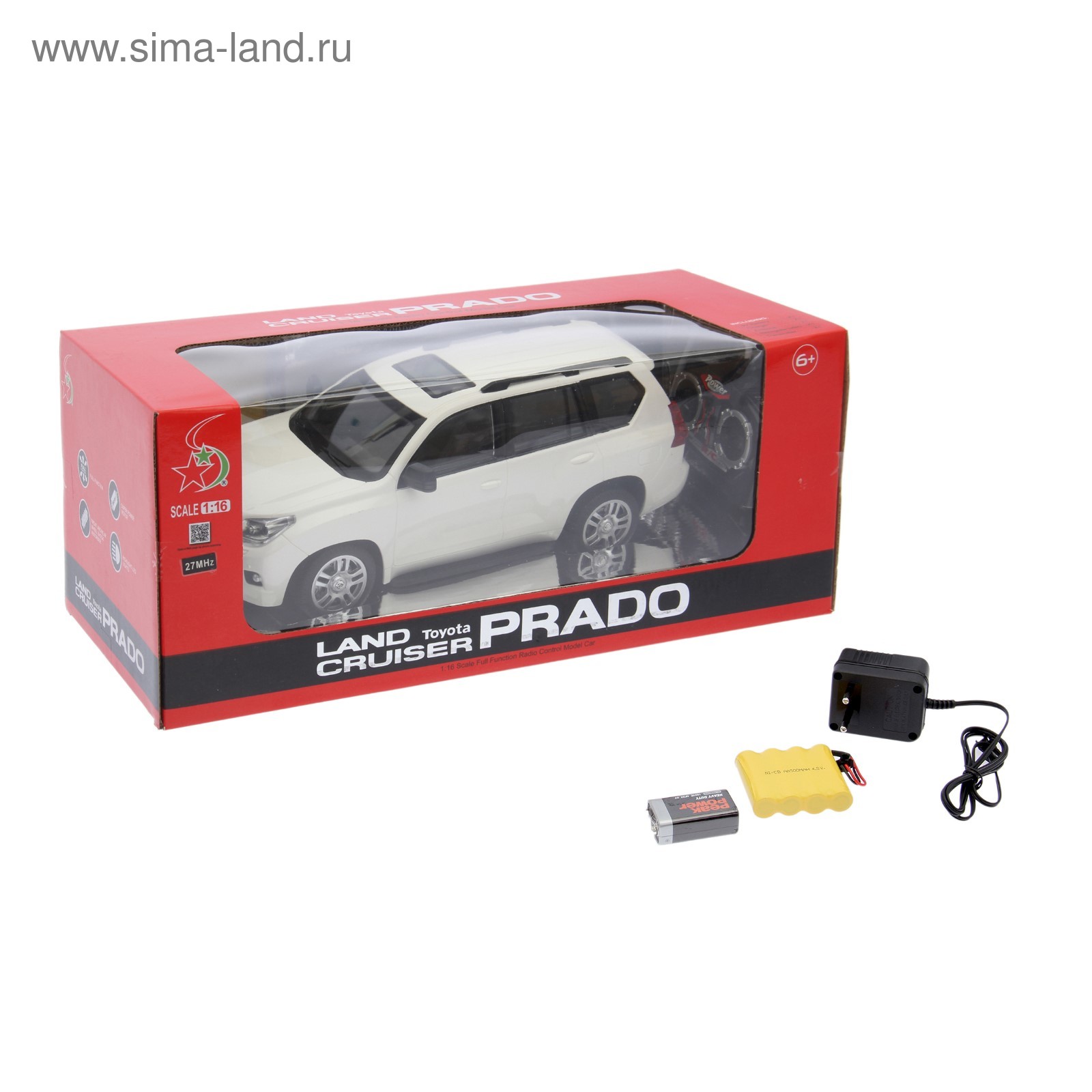 Машина радиоуправляемая Toyota Land Cruiser Prado, 1:16, работает от  аккумулятора, свет, МИКС