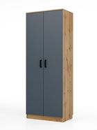 Шкаф распашной двухстворчатый «Клик Мебель», 810×500×2100 мм, цвет дуб вотан/тёмно - серый - Фото 1
