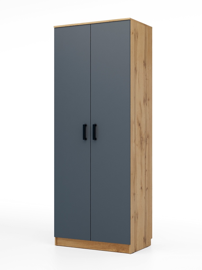 Шкаф распашной двухстворчатый «Клик Мебель», 810×500×2100 мм, цвет дуб вотан/тёмно - серый - Фото 1