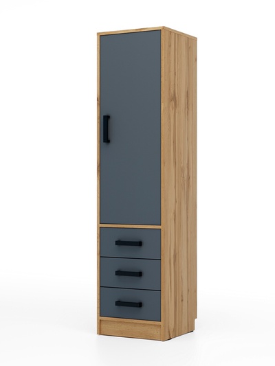 Шкаф - пенал «Клик мебель», с полками, с ящиками, 400×400×1600 мм, цвет дуб вотан/тёмно - серый