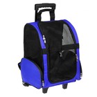 Сумка-рюкзак на колесах для животных с выдвижной ручкой, 38 х 29 х 47 см, синяя - Фото 2