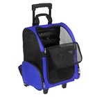 Сумка-рюкзак на колесах для животных с выдвижной ручкой, 38 х 29 х 47 см, синяя - Фото 3