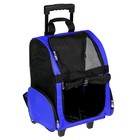 Сумка-рюкзак на колесах для животных с выдвижной ручкой, 38 х 29 х 47 см, синяя - Фото 5