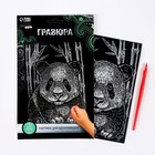 Гравюра «Панда» с металлическим эффектом «серебро» А5 - Фото 1