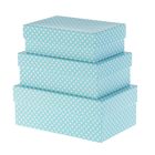 Набор коробок 3в1 "Белый горошек на голубом", 19 х 12 х 7,5 - 15 х 10 х 5 см - Фото 1