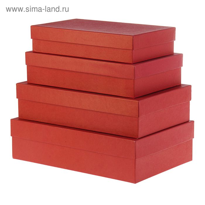 Набор коробок 4в1 "Крафт красный" 30 х 20 х 8 - 24 х 14 х 5 см - Фото 1