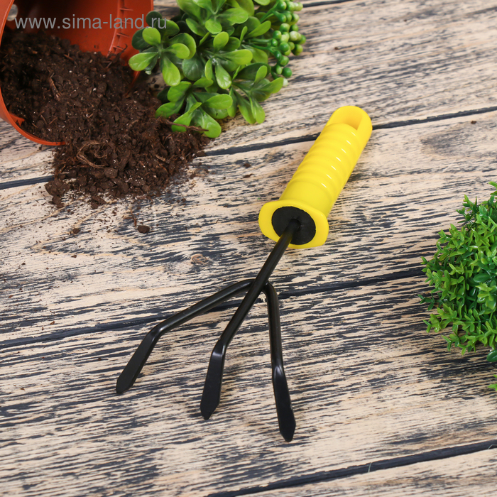 Рыхлитель, длина 20 см, 3 зубца, пластиковая ручка, Greengo - Фото 1